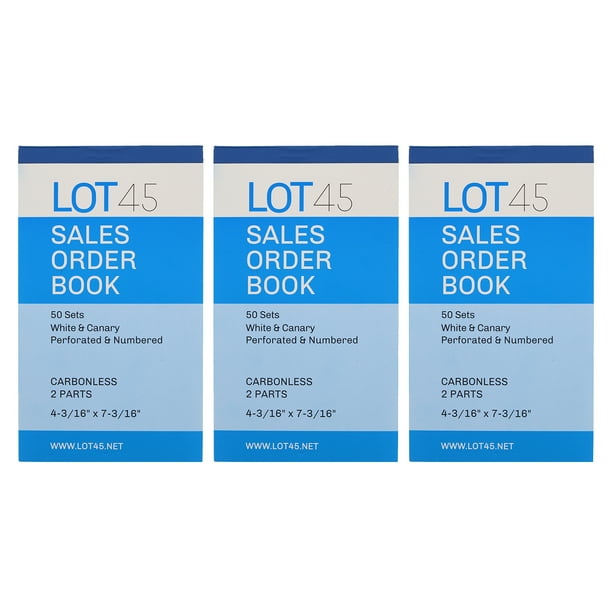 Lot45 Invoice Books 2 Part Carbonless Sales Order Book 3pk 7.2x4.2in Purchase Order Book 2 Part Order Form 50 per Book